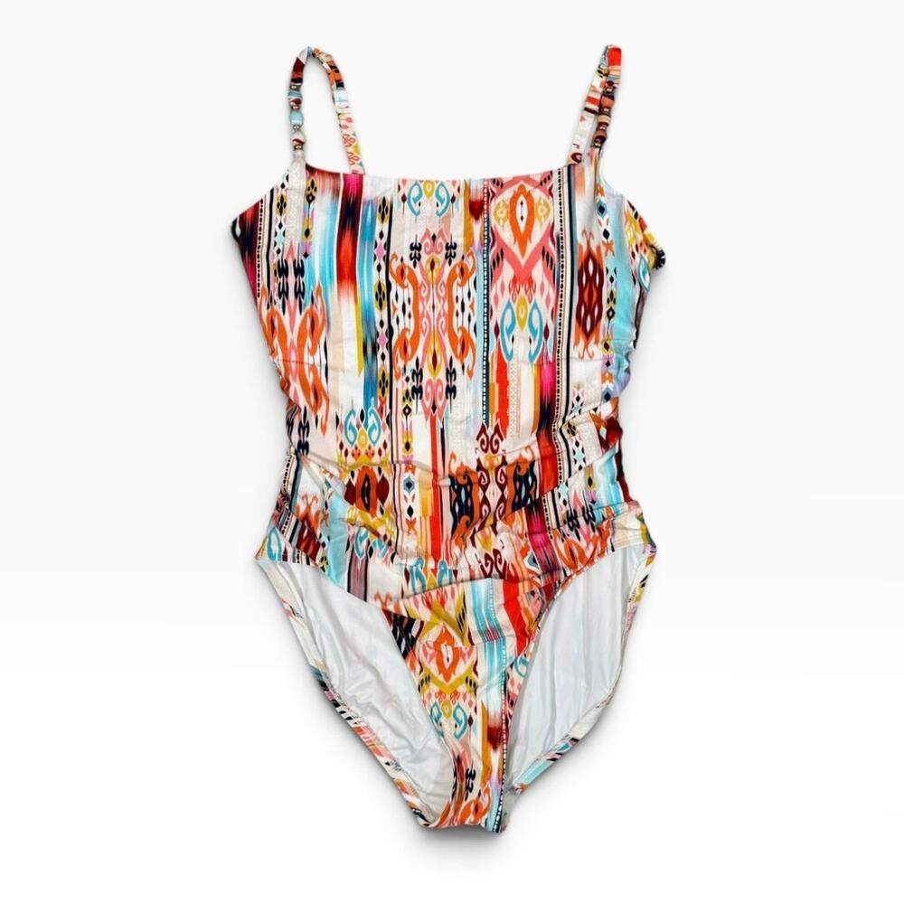 La Blanca Desert Dream One Piece Swimsuit Multicolor Ruched Size 12 NWT - Picture 2 of 8
